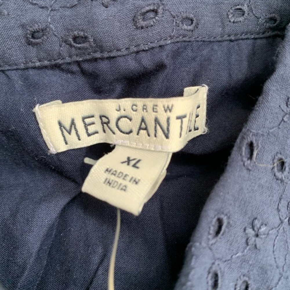 NWT J.Crew Mercantile Sz XL Navy Eyelet Dress - Picture 6 of 7
